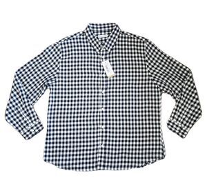 Cotton & Co Men’s XXL Navy White Check Button Down Shirt Long Sleeve Cotton NWT